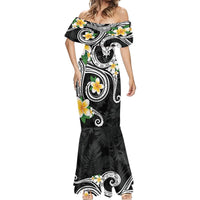 Kanaka Maoli Hawaii Plumeria Mermaid Dress Dancing Tentacles Black Style LT7 - Polynesian Pride