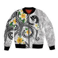 Kanaka Maoli Hawaii Plumeria Bomber Jacket Dancing Tentacles White Style
