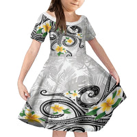 Kanaka Maoli Hawaii Plumeria Family Matching Off The Shoulder Long Sleeve Dress and Hawaiian Shirt Dancing Tentacles White Style
