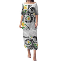 Kanaka Maoli Hawaii Plumeria Puletasi Dancing Tentacles White Style LT7 Long Dress White - Polynesian Pride
