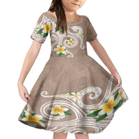 Kanaka Maoli Hawaii Plumeria Family Matching Summer Maxi Dress and Hawaiian Shirt Dancing Tentacles Beige Style
