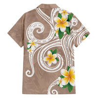 Kanaka Maoli Hawaii Plumeria Family Matching Tank Maxi Dress and Hawaiian Shirt Dancing Tentacles Beige Style