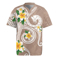 Kanaka Maoli Hawaii Plumeria Rugby Jersey Dancing Tentacles Beige Style