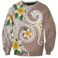 Kanaka Maoli Hawaii Plumeria Sweatshirt Dancing Tentacles Beige Style