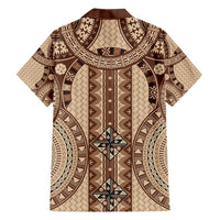 Bula Fiji Vintage Hawaiian Shirt Brown Masi Motifs