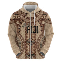 Bula Fiji Vintage Zip Hoodie Brown Masi Motifs