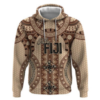 Bula Fiji Vintage Zip Hoodie Brown Masi Motifs
