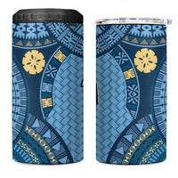 Bula Fiji Vintage 4 in 1 Can Cooler Tumbler Prussian Blue Masi Motifs