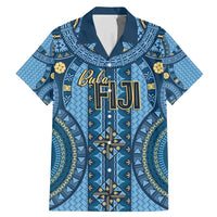 Bula Fiji Vintage Family Matching Mermaid Dress and Hawaiian Shirt Prussian Blue Masi Motifs