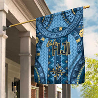 Bula Fiji Vintage Garden Flag Prussian Blue Masi Motifs