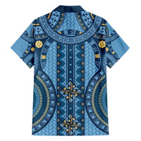 Bula Fiji Vintage Hawaiian Shirt Prussian Blue Masi Motifs