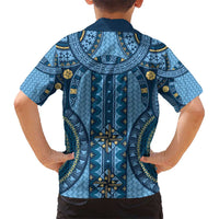 Bula Fiji Vintage Hawaiian Shirt Prussian Blue Masi Motifs