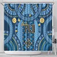 Bula Fiji Vintage Shower Curtain Prussian Blue Masi Motifs