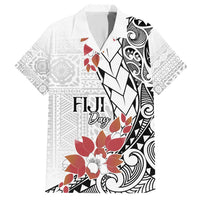 Bula Fiji Day Family Matching Short Sleeve Bodycon Dress and Hawaiian Shirt Tagimaucia on Masi Pattern