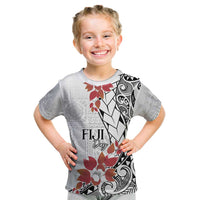 Bula Fiji Day Kid T Shirt Tagimaucia on Masi Pattern LT7 White - Polynesian Pride