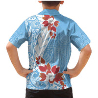 Bula Fiji Day Family Matching Mermaid Dress and Hawaiian Shirt Tagimaucia on Masi Pattern - Turquoise LT7 - Polynesian Pride