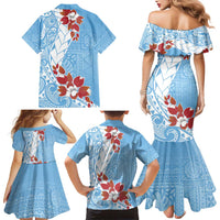 Bula Fiji Day Family Matching Mermaid Dress and Hawaiian Shirt Tagimaucia on Masi Pattern - Turquoise LT7 - Polynesian Pride