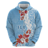 Bula Fiji Day Zip Hoodie Tagimaucia on Masi Pattern - Turquoise LT7 - Polynesian Pride
