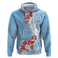 Bula Fiji Day Zip Hoodie Tagimaucia on Masi Pattern - Turquoise LT7 Pullover Hoodie Turquoise - Polynesian Pride