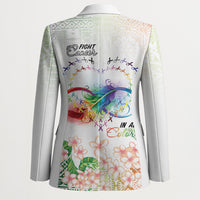 Fight Cancer In All Colors Blazer Plumeria Mix Tapa Pattern