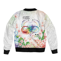 Fight Cancer In All Colors Bomber Jacket Plumeria Mix Tapa Pattern