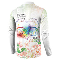 Fight Cancer In All Colors Button Sweatshirt Plumeria Mix Tapa Pattern