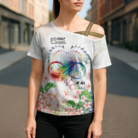 Fight Cancer In All Colors Cross Shoulder Shirt Plumeria Mix Tapa Pattern