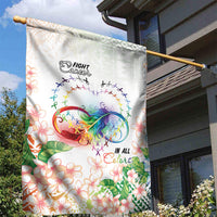 Fight Cancer In All Colors Garden Flag Plumeria Mix Tapa Pattern