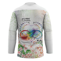 Fight Cancer In All Colors Hockey Jersey Plumeria Mix Tapa Pattern