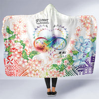 Fight Cancer In All Colors Hooded Blanket Plumeria Mix Tapa Pattern