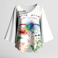 Fight Cancer In All Colors Kimono Sleeve Blouse Plumeria Mix Tapa Pattern