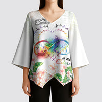 Fight Cancer In All Colors Kimono Sleeve Blouse Plumeria Mix Tapa Pattern