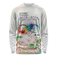 Fight Cancer In All Colors Long Sleeve Shirt Plumeria Mix Tapa Pattern