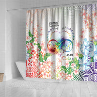 Fight Cancer In All Colors Shower Curtain Plumeria Mix Tapa Pattern