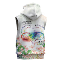 Fight Cancer In All Colors Sleeveless Zip Hoodie Plumeria Mix Tapa Pattern