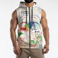 Fight Cancer In All Colors Sleeveless Zip Hoodie Plumeria Mix Tapa Pattern