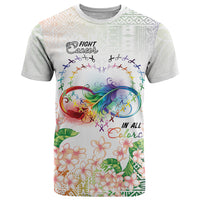 Fight Cancer In All Colors T Shirt Plumeria Mix Tapa Pattern