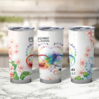 Fight Cancer In All Colors Tumbler Cup Plumeria Mix Tapa Pattern