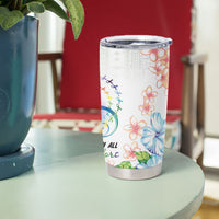 Fight Cancer In All Colors Tumbler Cup Plumeria Mix Tapa Pattern