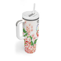 Fight Cancer In All Colors Tumbler With Handle Plumeria Mix Tapa Pattern