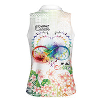 Fight Cancer In All Colors Women Sleeveless Polo Shirt Plumeria Mix Tapa Pattern