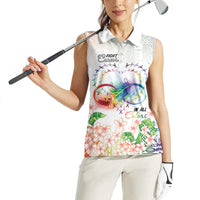 Fight Cancer In All Colors Women Sleeveless Polo Shirt Plumeria Mix Tapa Pattern