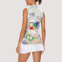 Fight Cancer In All Colors Women Sleeveless Polo Shirt Plumeria Mix Tapa Pattern