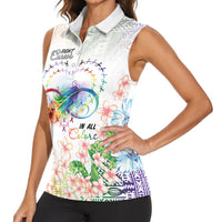 Fight Cancer In All Colors Women Sleeveless Polo Shirt Plumeria Mix Tapa Pattern