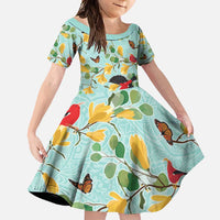 Aloha Hawaii Family Matching Tank Maxi Dress and Hawaiian Shirt I'iwi on Mamane Pastel Turquoise