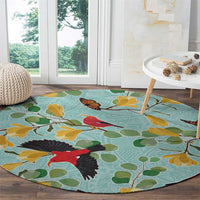 Aloha Hawaii Round Carpet I'iwi on Mamane Pastel Turquoise