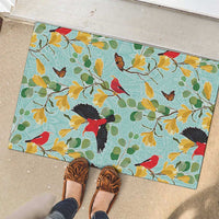Aloha Hawaii Rubber Doormat I'iwi on Mamane Pastel Turquoise
