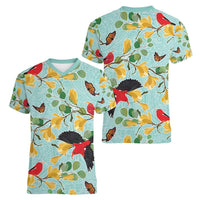 Aloha Hawaii Women V-Neck T-Shirt I'iwi on Mamane Pastel Turquoise