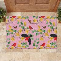 Aloha Hawaii Rubber Doormat I'iwi on Mamane Pastel Pink