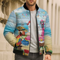 Have Yourself A Beachy Little Christmas Bomber Puffer Jacket with Santa Chilling - Polynesian Pride